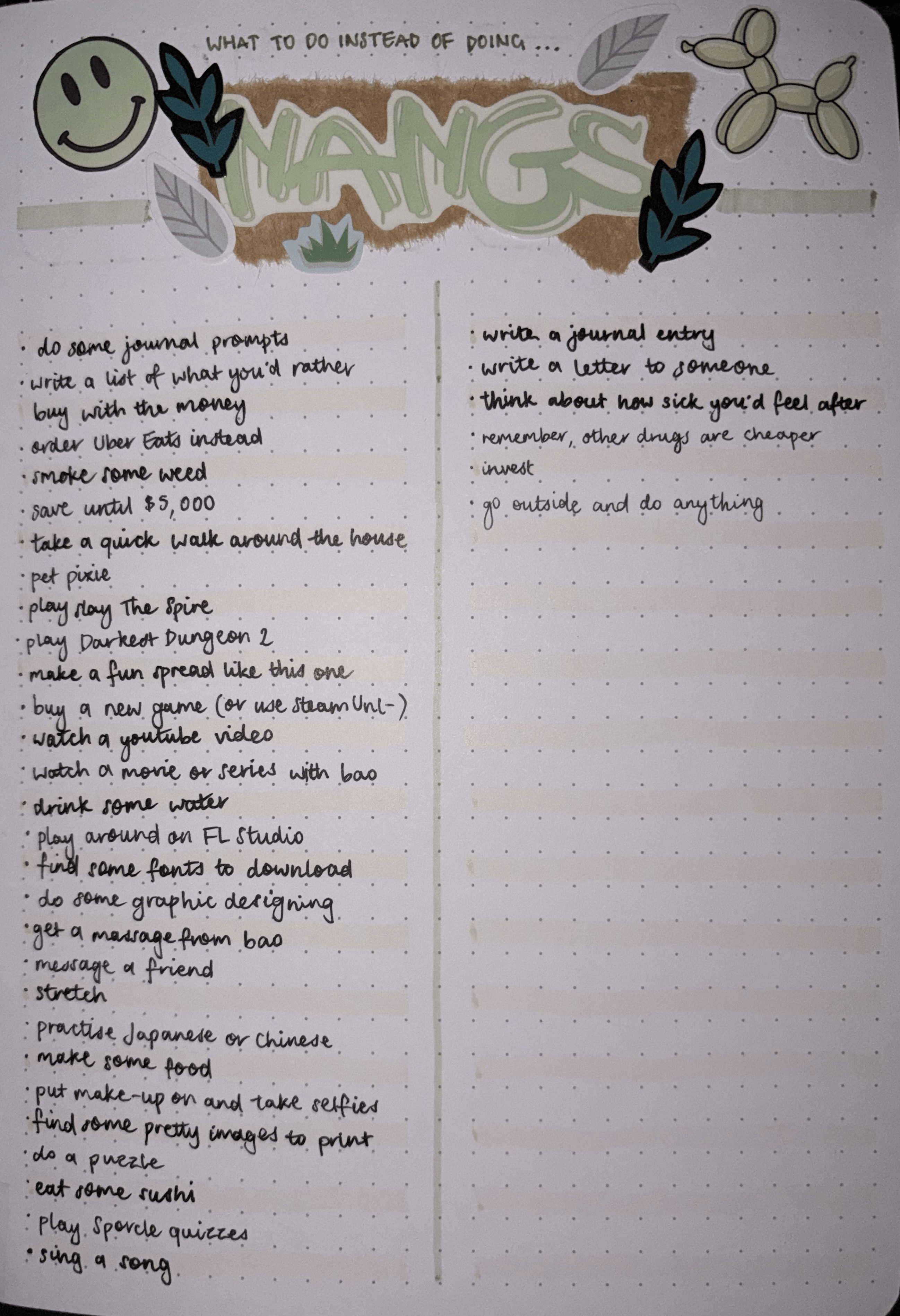 a list of things to do instead